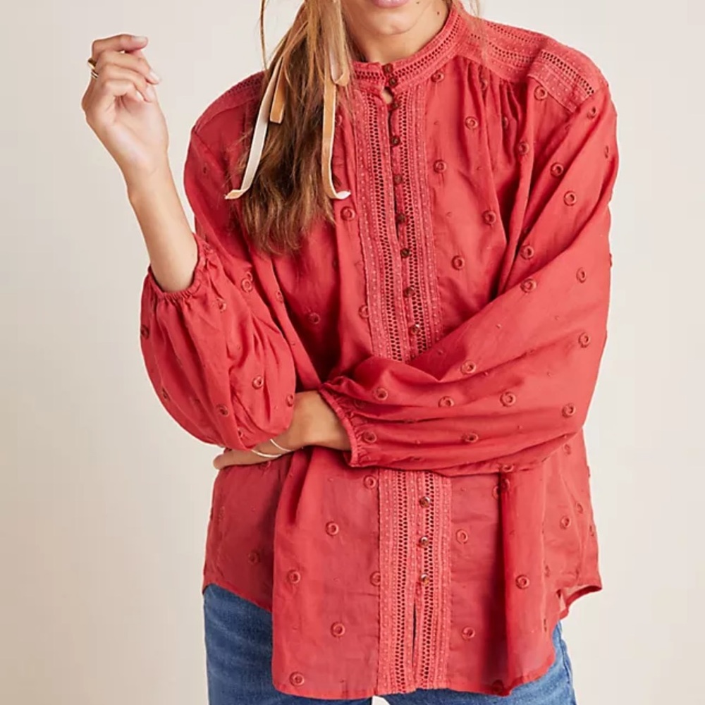 Anthropologie Maeve August Embroidered Blouse